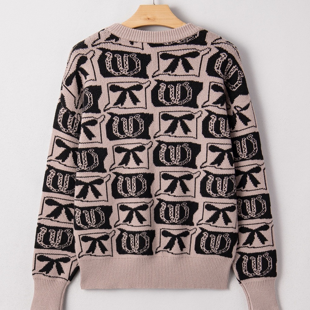 Horseshoe & Bow Stylish Brown and Black Sweater sm, med, lg - Picture 3 of 9